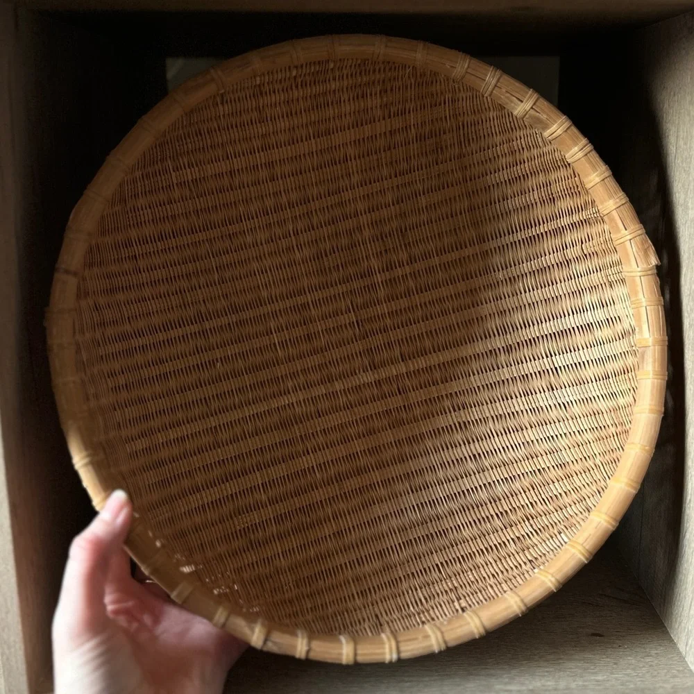 Vintage Bohemian Wicker Rattan Rice Basket Bowl Wall Decor